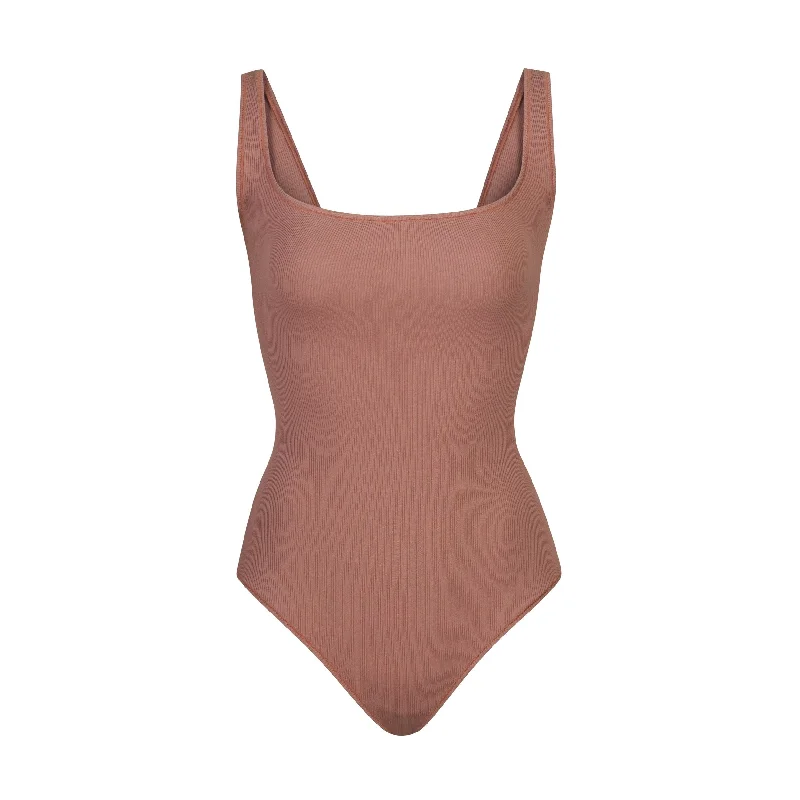 COTTON RIB BODYSUIT | ROSE CLAY