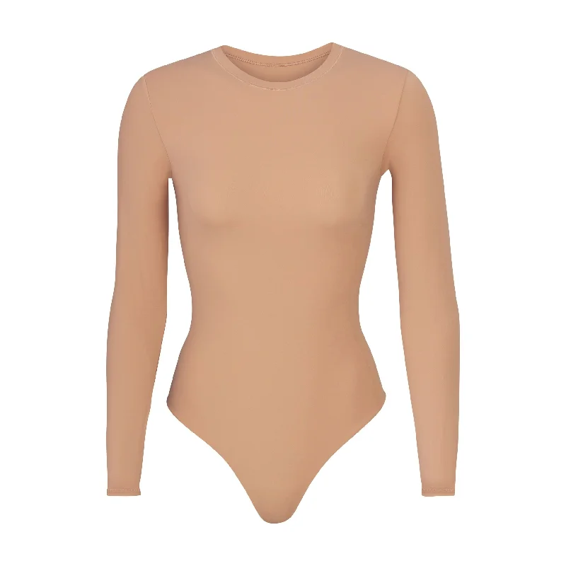 FITS EVERYBODY LONG SLEEVE CREW NECK BODYSUIT | OCHRE