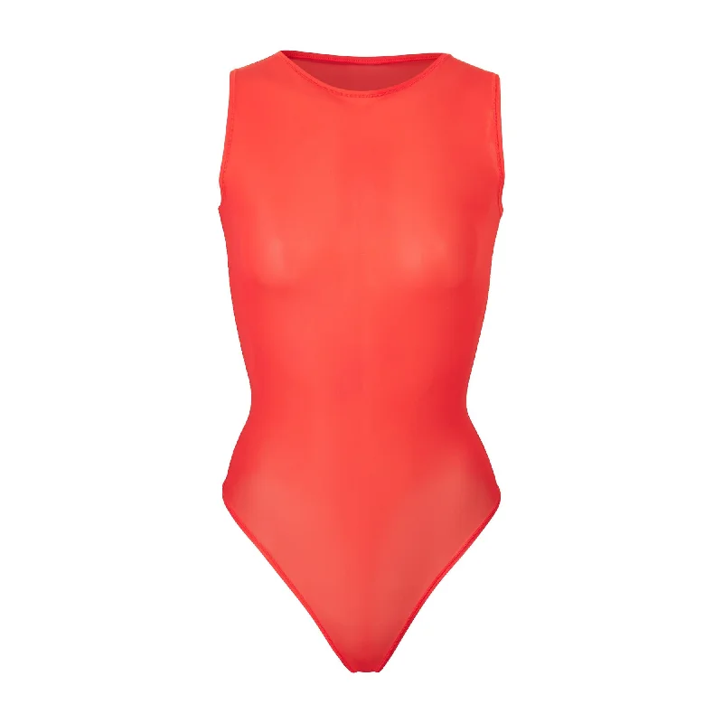 JELLY SHEER CREW NECK BODYSUIT | POPPY