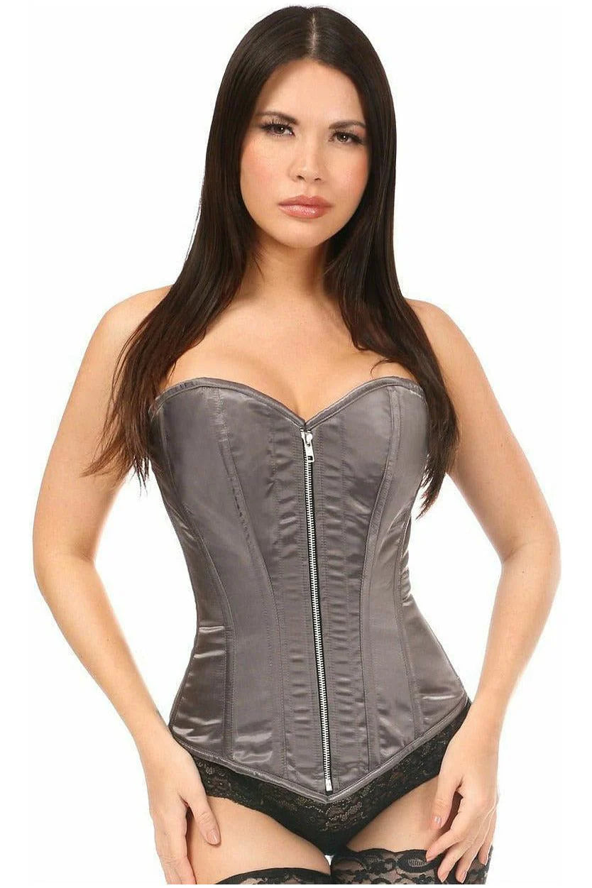 Lavish Gunmetal Satin Corset Medium