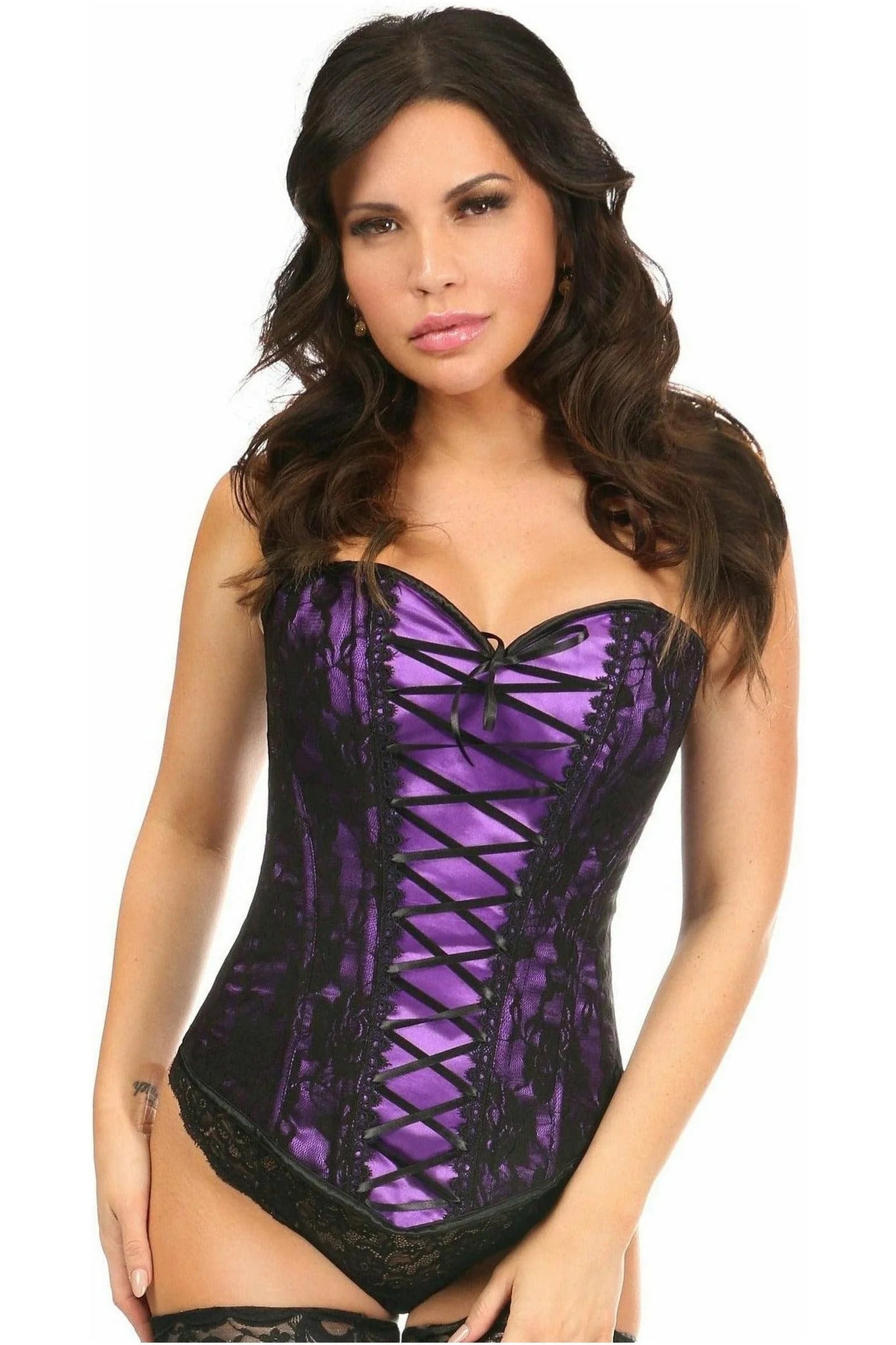 Lavish Lace Detailed Satin Corset Small/XLarge