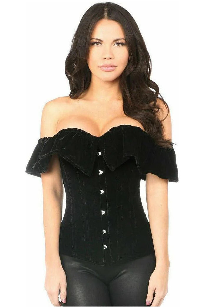 Lavish Velvet Steel Boned Overbust Corset Small