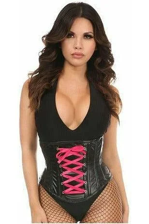 Lavish Wet Look Lace-Up Waist Corset