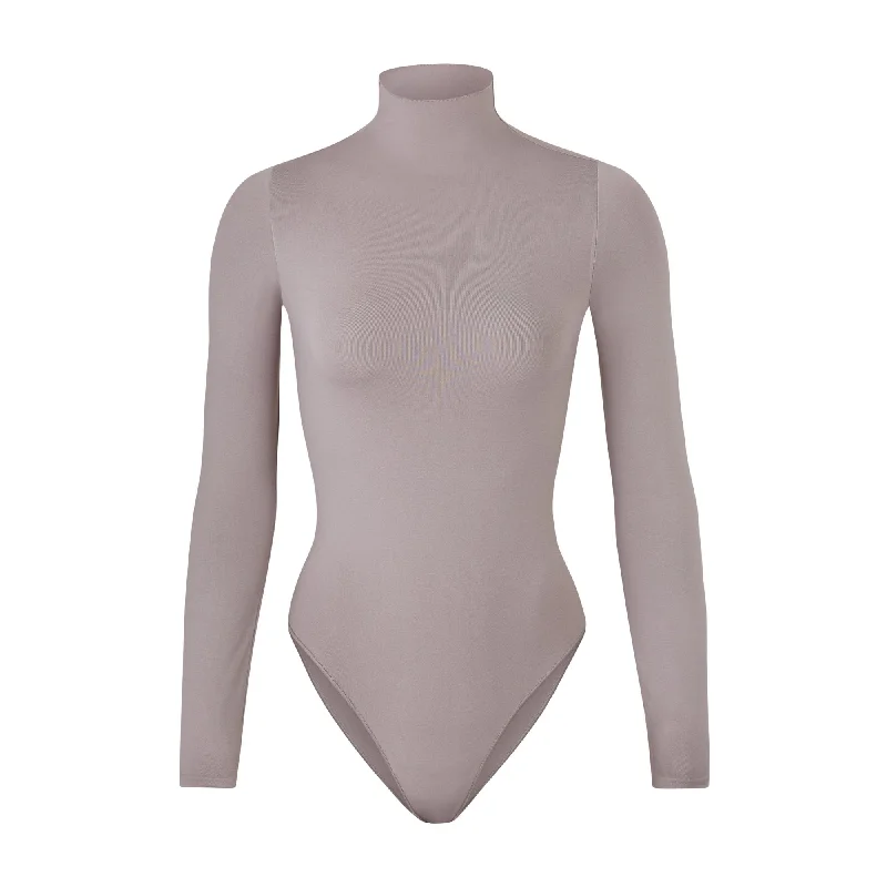 ESSENTIAL MOCK NECK LONG SLEEVE BODYSUIT | SMOKE