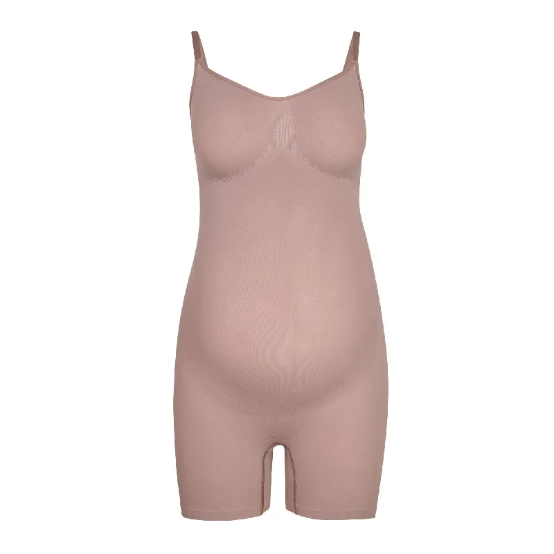 MATERNITY SCULPTING BODYSUIT MID THIGH | UMBER