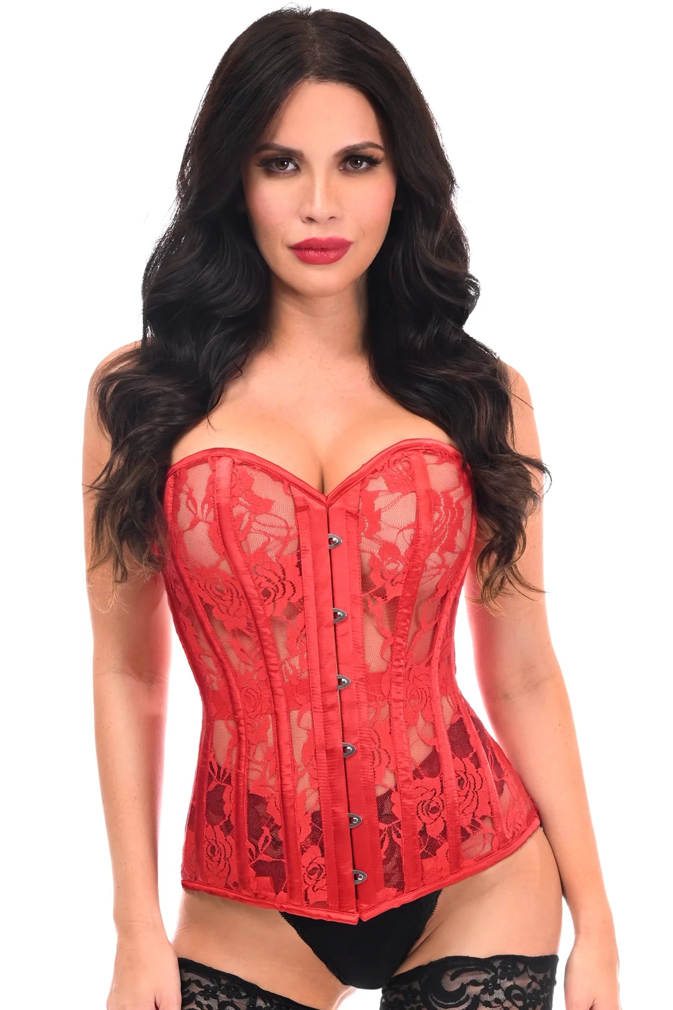 Queen Lavish Sheer Lace Over Bust Corset