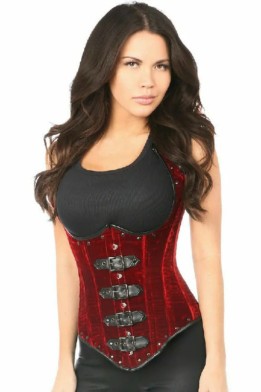 Queen Size Top Drawer Faux Leather/Velvet Cupless Corset