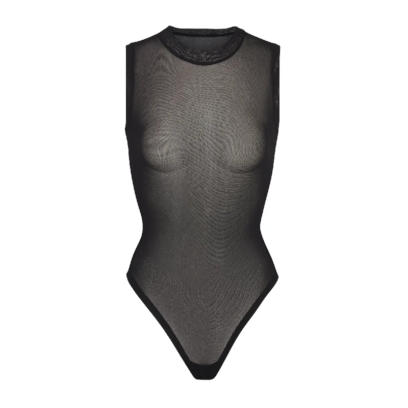 SUMMER MESH MOCK NECK BODYSUIT | ONYX