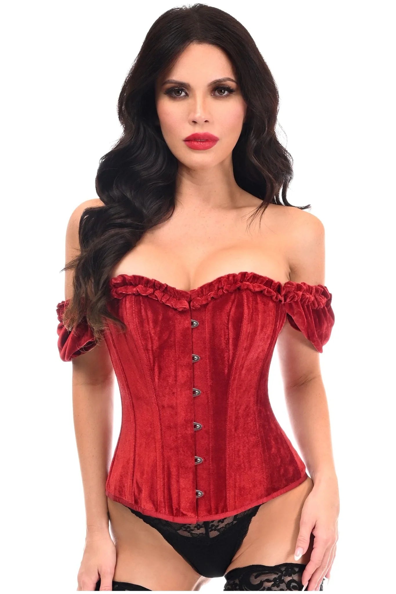 Top Drawer Velvet Steel Boned Overbust Corset w/Sleeves