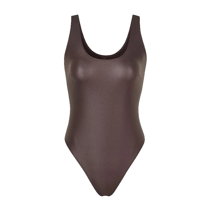 WET JERSEY TANK BODYSUIT | COCOA