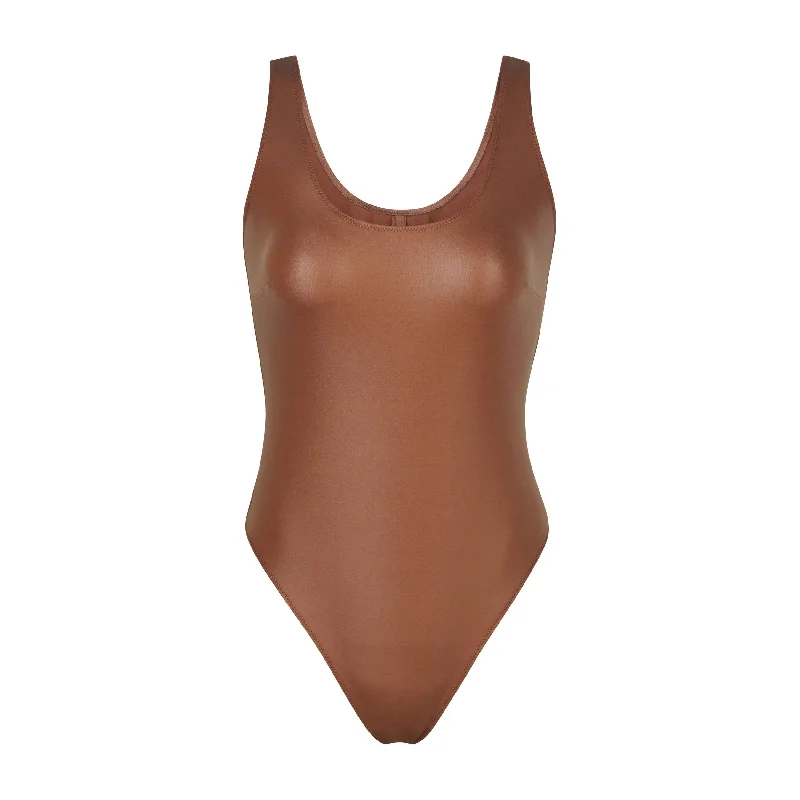 WET JERSEY TANK BODYSUIT | COPPER