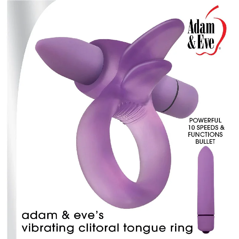 Adam & Eve - Vibrating Clitoral Tongue Cock Ring (Purple)