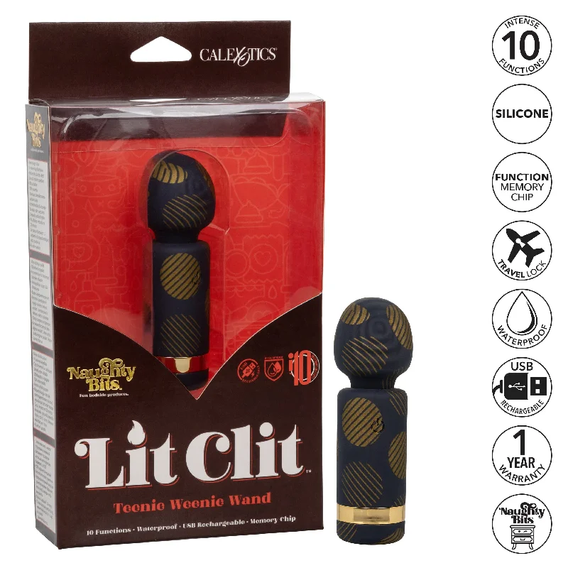 California Exotics - Naughty Bits Lit Clit Teenie Weenie Mini Wand Massager (Black)