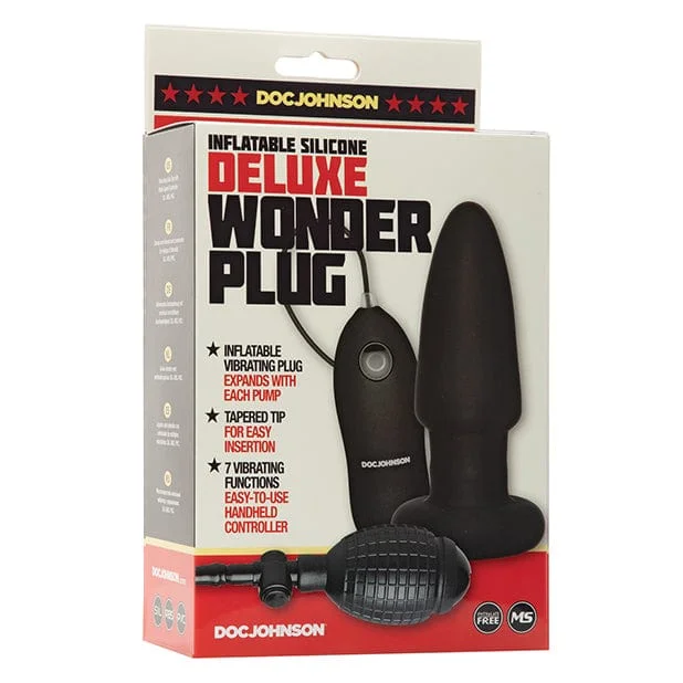 Doc Johnson - Deluxe Wonder Plug Inflatable Vibrating Butt Plug (Black)