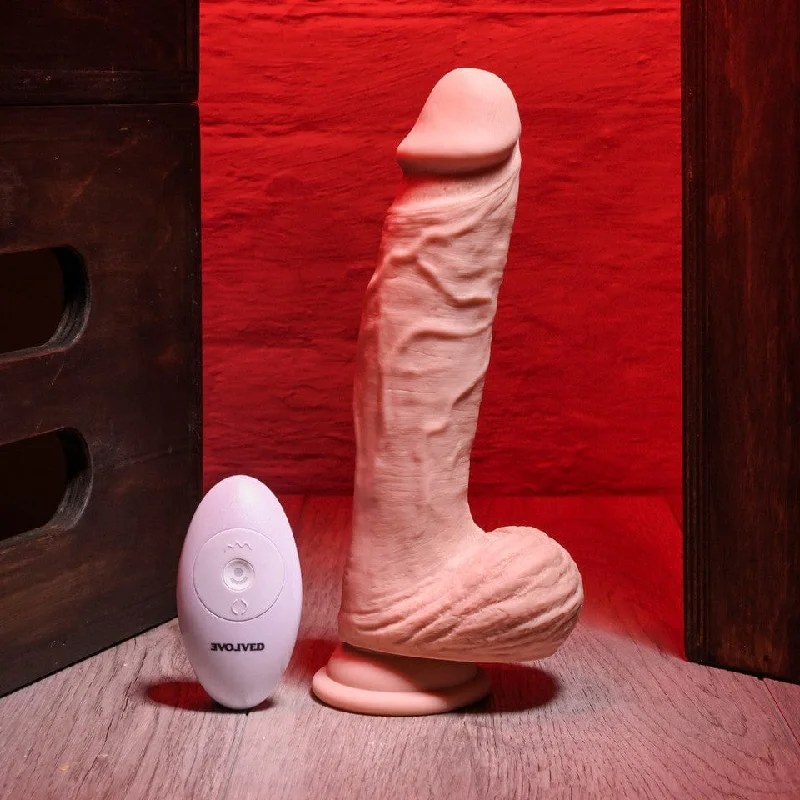 Evolved - Full Monty Vibrating Thrusting Remote Realistic Dildo 9" (Beige)