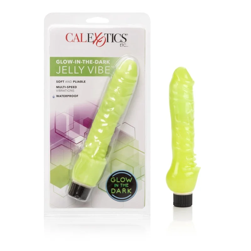 Glow-in-the-Dark Jelly Penis Vibe 7 Inches - Green