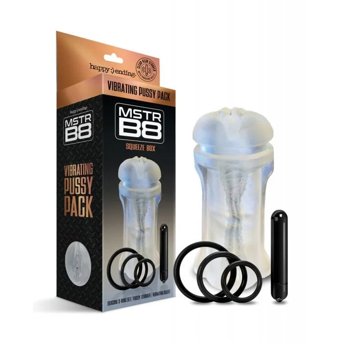 Happy Ending - MSTR B8 Squeeze Box Vibrating Pussy Masturbator Pack Kit of 5 (Clear)