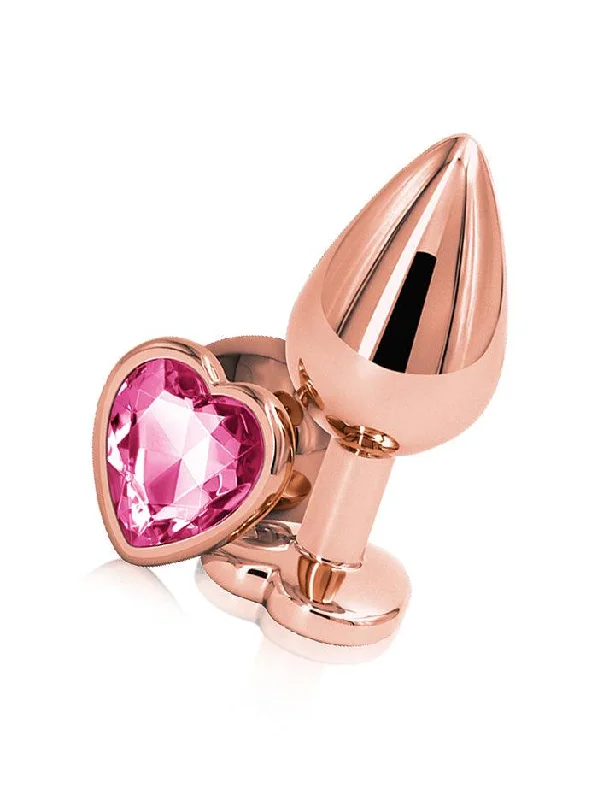 Jewel Rose Gold Heart Butt Plug, Pink