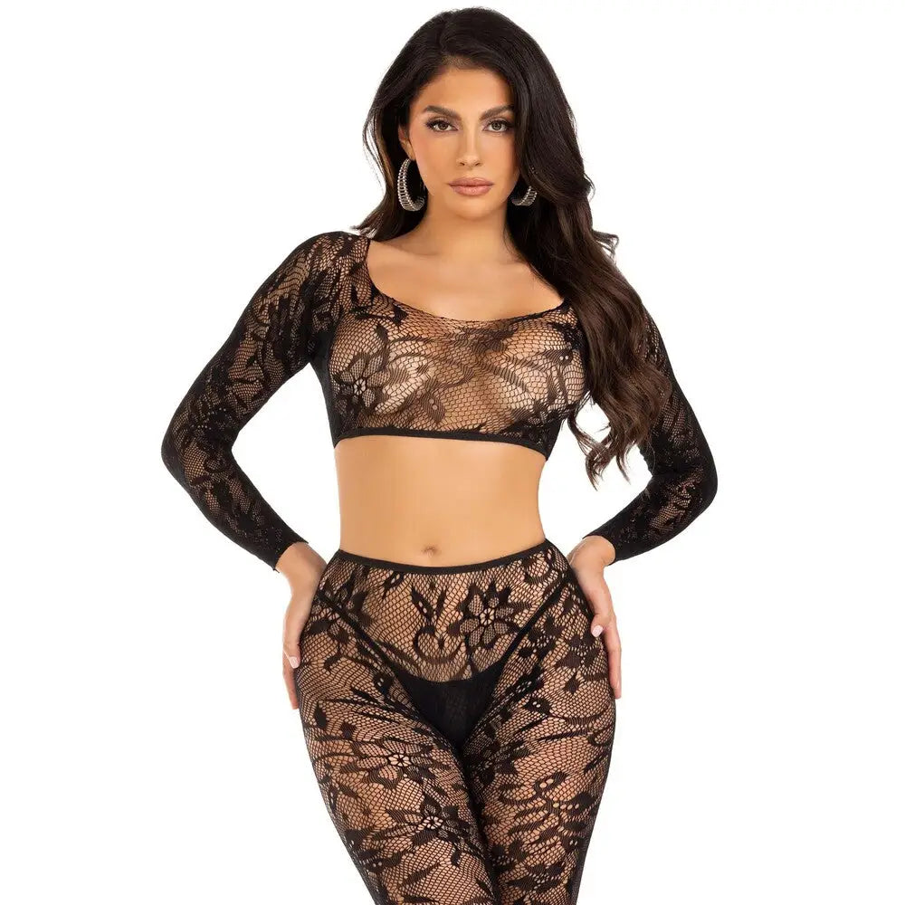 Leg Avenue Crop Top and Footless Tights Uk 6 to 12