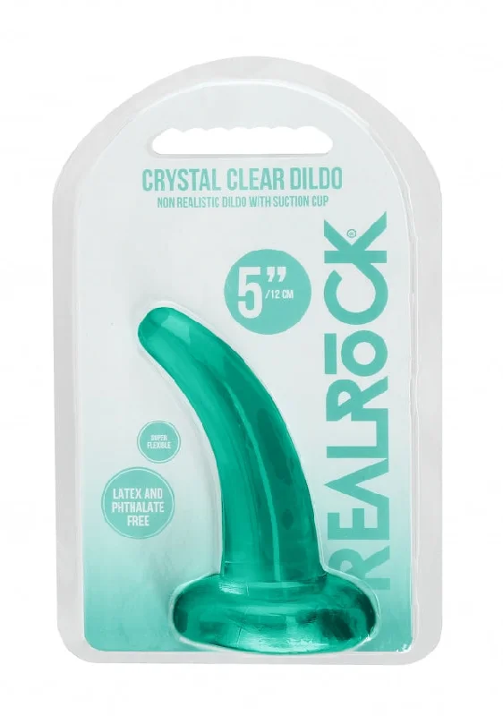 Realrock Crystal Clear - Non Realistic Dildo With Suction Cup 4.5'' / 11.5cm - Turquoise