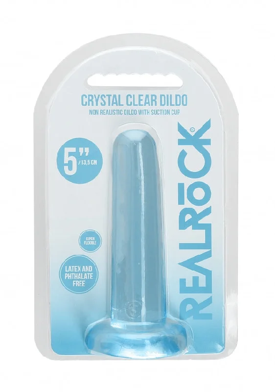 Realrock Crystal Clear - Non Realistic Dildo With Suction Cup 5.3'' / 13.5cm - Blue