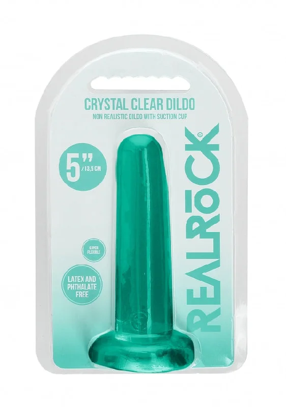 Realrock Crystal Clear - Non Realistic Dildo With Suction Cup 5.3'' / 13.5cm - Turquoise