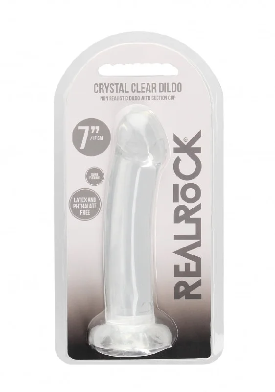 Realrock Crystal Clear - Non Realistic Dildo With Suction Cup 6.7'' / 17cm - Transparent