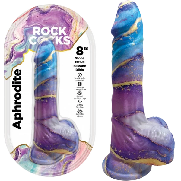 Rock Cocks - Aphrodite 8" Stone Effect Dildo - Purple Effect