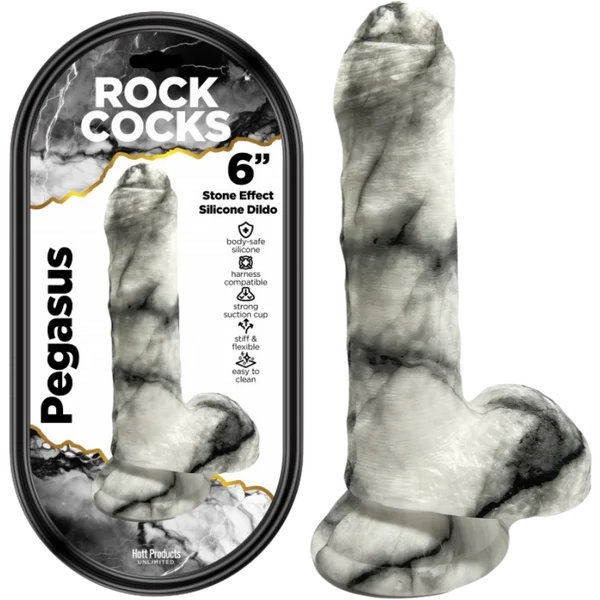 Rock Cocks - Pegasus 6" Stone Effect Dildo - White Effect