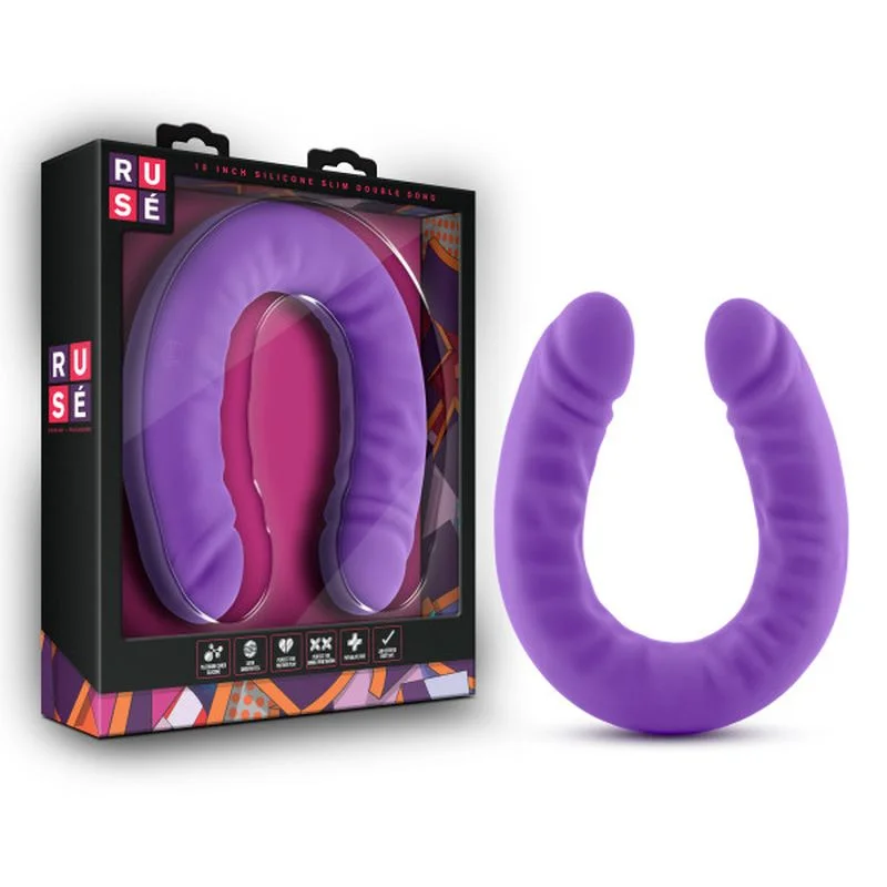 Ruse - Silicone Slim 18 Inch Double Dong - Purple