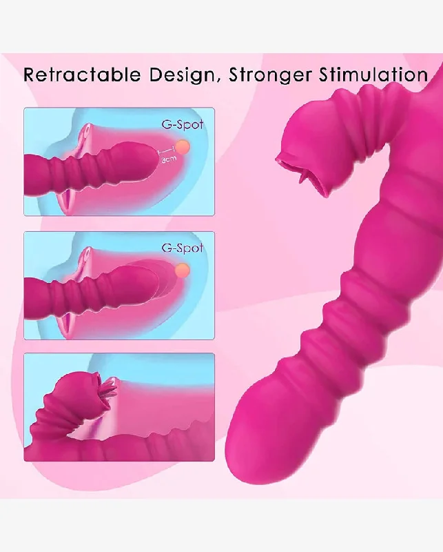 Rabbit Vibrator for Clitoris & G-spot with Silicone Tongue