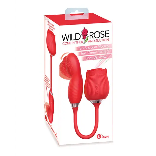 Wild Rose Suction & Come Hither Vibrator - Red