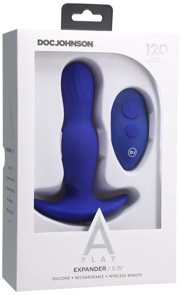 A-Play - EXPANDER - Rechargeable Silicone Anal Plug With Remote - Royal Blue