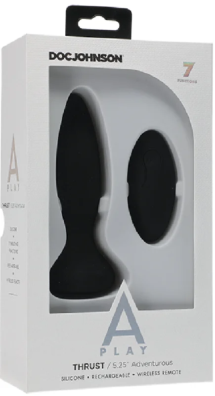 A-Play - Thrust - Adventurous 5.25" Anal Plug With Remote - Black