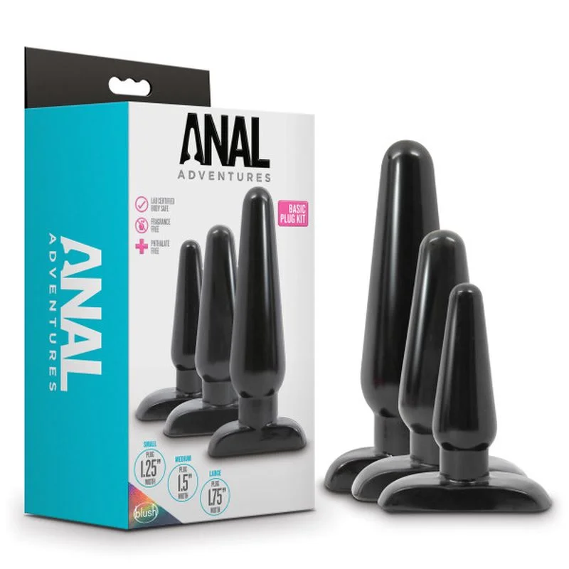 Anal Adventures - 3Pc Basic Plug Kit - Black