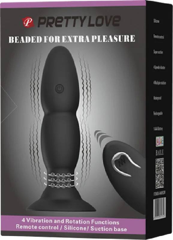 Beaded For Extra Pleasure - Rotating Butt Plug - Black