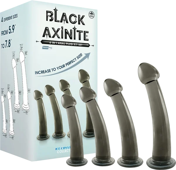 Black Axinite - 4 In 1 Anal Plug Kit Set - Multiple Colours