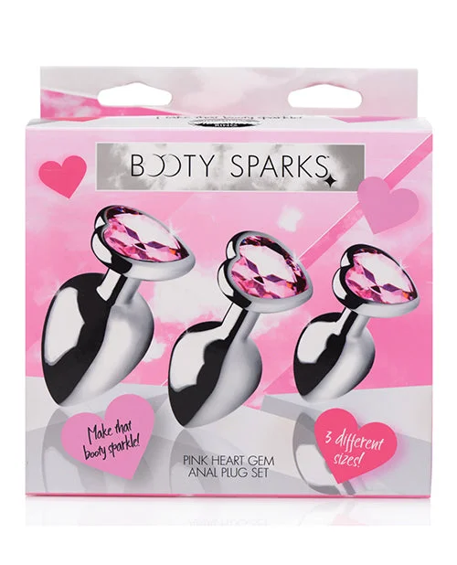 Bootysparks Pink Heart Gem Anal Plug Set