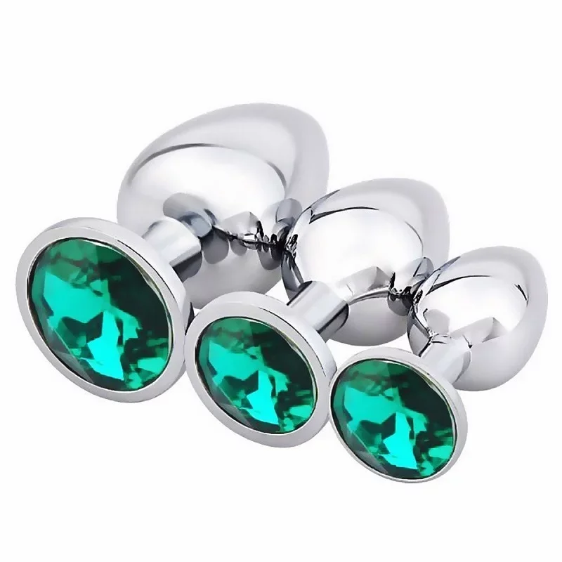 Butt Plug Metal Anal Plug Set of 3 with Gems