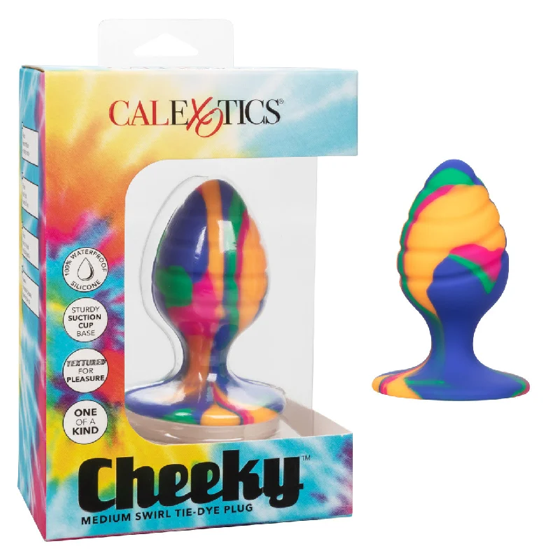 CaleXOtics CHEEKY MEDIUM SWIRL TIE-DYE BUTT PLUG with Suction Cup Multi Coloured