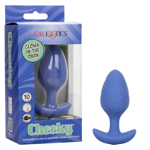 Cheeky™ Vibrating Glow-In-The-Dark Large Butt Plug-Blue