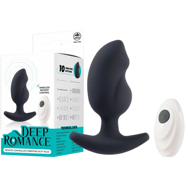 Deep Romance - Remote Controlled Vibrating Butt Plug - Black