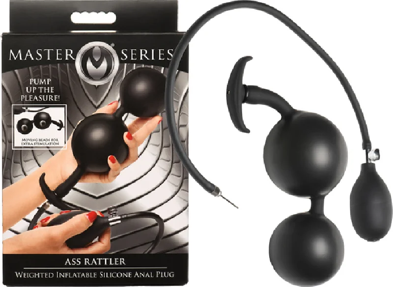 The Master Series - Ass Rattler Weighted Inflatable Silicone Anal Plug - Black